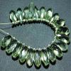 JP_Beads 1 Strand Natural-Green Amethyst Faceted Flat Pear Teardrop Briolette-Stones Measure- 15x7mm. view 1