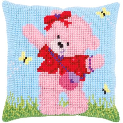 Vervaco stamped cross stitch kit cushion Popcorn Brie&butterflies, DIY