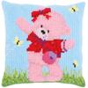 Vervaco stamped cross stitch kit cushion Popcorn Brie&butterflies, DIY view 1