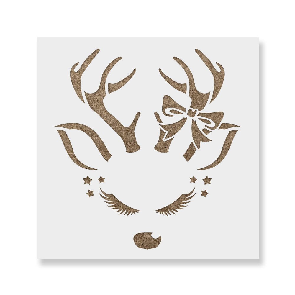 Reindeer Girl Stencil - Craft for Kids, Large Christmas Stencils, Christmas Decor Ideas, Stencils for Glass Painting