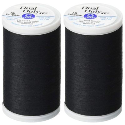 Black 2-Pack - Coats & Clark - Dual Duty XP General Purpose Thread, 500-Yards Each, Black