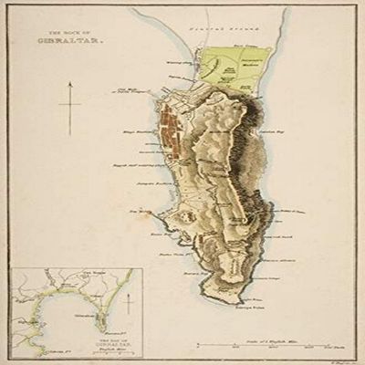 19Th Century Map Of The Rock Of Gibraltar Poster Print (22 x 36)