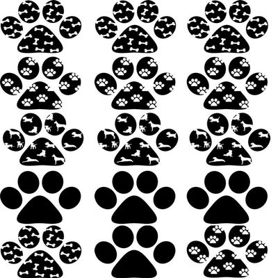 Dog Paws - 15314 - Ceramic Decal - Enamel Decal - Glass Decal - Waterslide Decal - 3 Different Size Sheet (Images) to Choose from. Choose Either Ceramic (Enamel) or Glass Fusing Decals