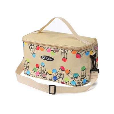 Toprema New Marker Pen Case Holder for 120 Markers Organizer Multifunctional Zipper Storage Carrying Bag with Pattern Khaki