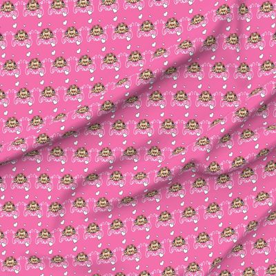 Spoonflower Fabric - Yorkie Pink Yorkshire Dog Pet Hearts Printed on Minky Fabric by The Yard - Sewing Baby Blankets Quilt Backing Plush
