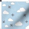 Spoonflower Fabric - Clouds Gray Light Blue Airplanes Air Navy Planes Sky Printed on Organic Cotton Sateen Fabric by The Yard - Sewing Quilting Apparel Home Decor view 3