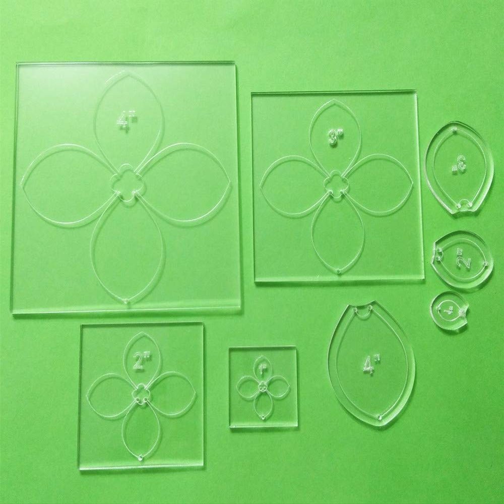 Clear Acrylic Square Templates 4", 3", 2", 1" - 8 Piece Set