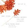 Factory Direct Craft Orange Wooden OakLeaf Picks Set of 12 - Orange Fall Leaf Cutouts for Thanksgiving and Halloween Arrangements and Decorating (12-1/2 Inches High) view 3