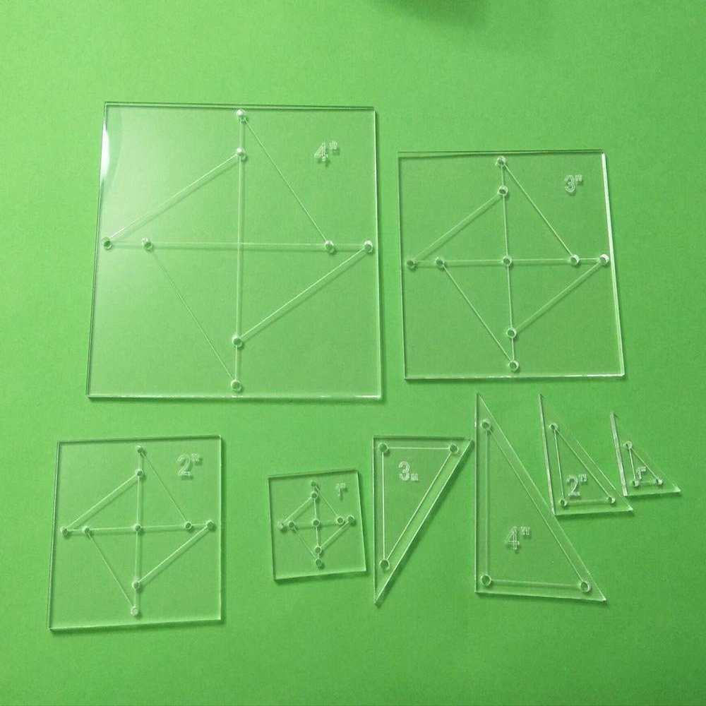 Square Quilting Template Set, 4",3",2",1" with 1/5" Seam Allowance 8PCS/lot