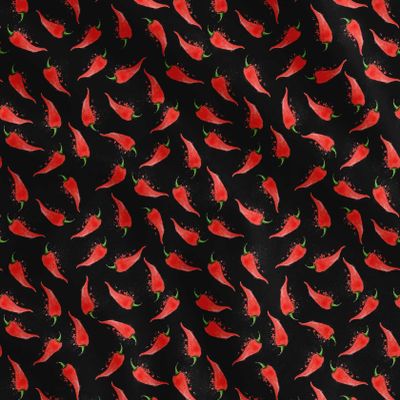 Soimoi Cotton Poplin Black Fabric - by The Yard - 58 Inch Wide - Chilli Vegetable Spice Textile - Hot and Spicy Patterns for Kitchen and Home Decor Printed Fabric