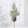 Factory Direct Craft Snowy Artificial Cypress and Pinecone Picks - Pack of 12 Snow and Glitter Accented Pine Stems (Size: 11" H) view 2