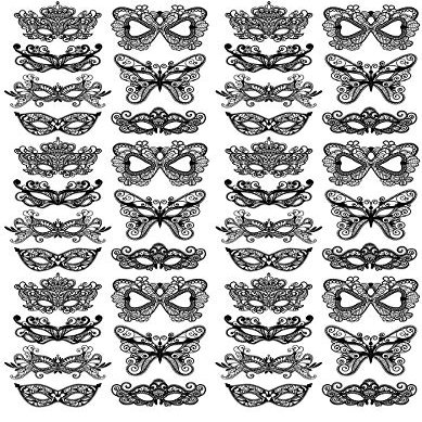 Mardi Gras Masks in Black - 552824740 - Choose Ceramic or Glass Decal - Choose from 3 Different Sizes