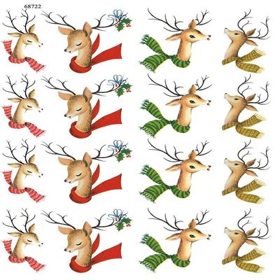 Cute Vintage Reindeer - 68722 - Ceramic Decal - Enamel Decal - Glass Decal - Waterslide Decal - 3 Different Size Sheet (Images) to Choose from. Choose Either Ceramic (Enamel) or Glass Fusing Decals