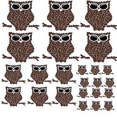 Coffee Bean Owls - 4580678 - Ceramic Decal - Enamel Decal - Glass Decal - Waterslide Decal - 3 Different Size Sheet (Images) to Choose from. Choose Either Ceramic (Enamel) or Glass Fusing Decals