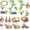Wine and Grapes - 402404 - Ceramic Decal - Enamel Decal - Glass Decal - Waterslide Decal - 3 Different Size Sheet (Images) to Choose from. Choose Either Ceramic (Enamel) or Glass Fusing Decals view 1