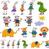 Funny Animals - 83204 - Ceramic Decal - Enamel Decal - Glass Decal - Waterslide Decal - 3 Different Size Sheet (Images) to Choose from. Choose Either Ceramic (Enamel) or Glass Fusing Decals view 1