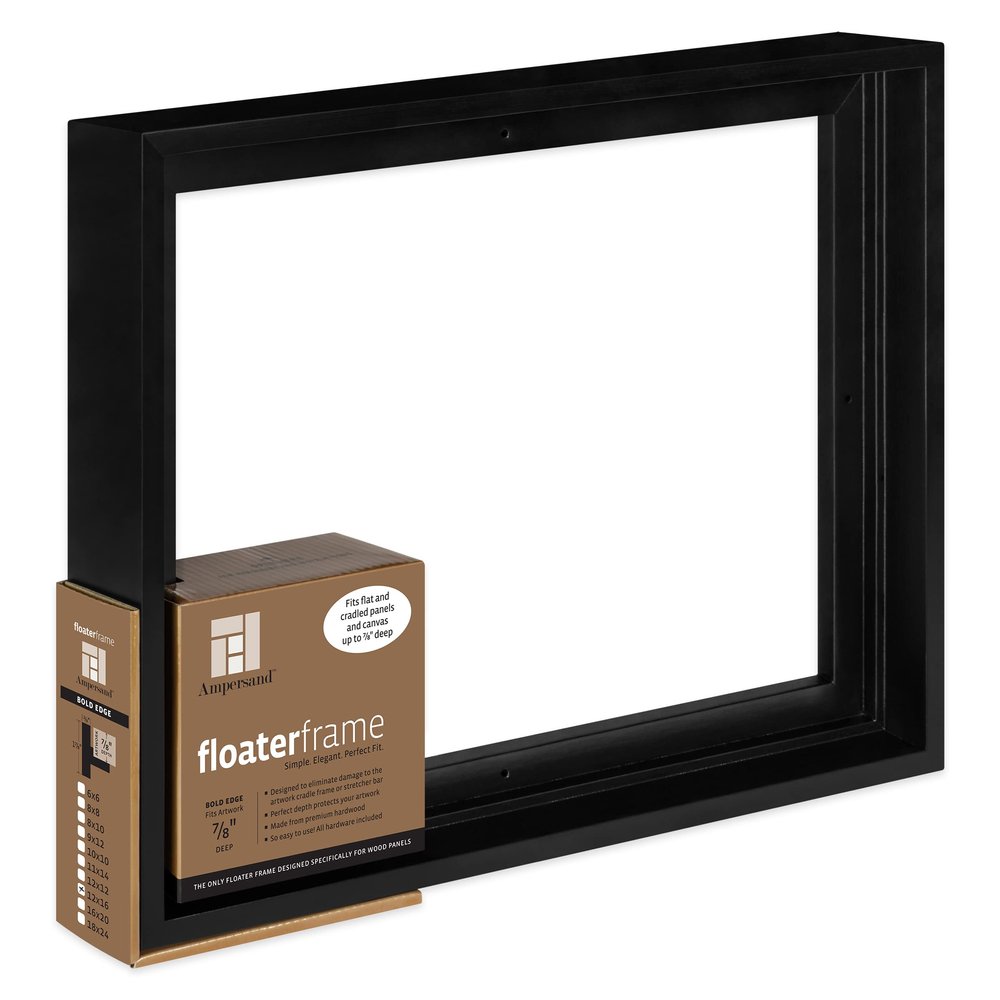 Ampersand Floaterframe for Wood Panels, 7/8 Inch Depth, Bold, 12x16 Inch, Black (FBOLD781216B)