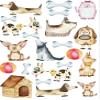 Watercolor Dogs - 89288 - Ceramic Decal - Enamel Decal - Glass Decal - Waterslide Decal - 3 Different Size Sheet (Images) to Choose from. Choose Either Ceramic (Enamel) or Glass Fusing Decals view 1