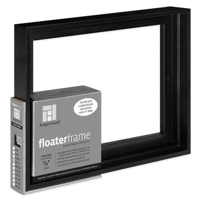 Ampersand Art Supply Floaterframe | 9"x12" | 7/8" Depth | Thin Style | Hardwood Floating Frame in Black Finish for Canvas, Wood Panels & Artwork