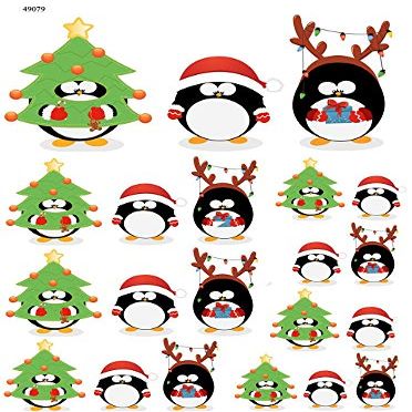 Christmas Penquin - 49079 - Ceramic Decal - Enamel Decal - Glass Decal - Waterslide Decal - 3 Different Size Sheet (Images) to Choose from. Choose Either Ceramic (Enamel) or Glass Fusing Decals