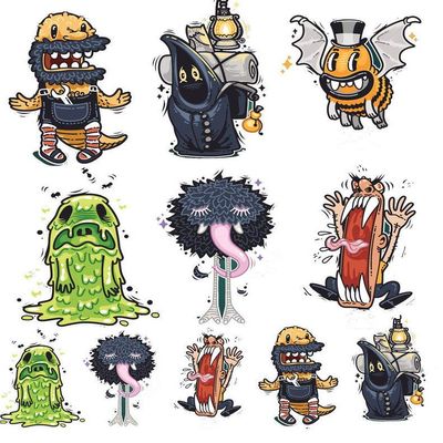 Halloween Ghoulies - 226292141 - Ceramic Decal - Enamel Decal - Glass Decal - Waterslide Decal - 3 Different Size Sheet (Images) to Choose from. Choose Either Ceramic (Enamel) or Glass Fusing Decals