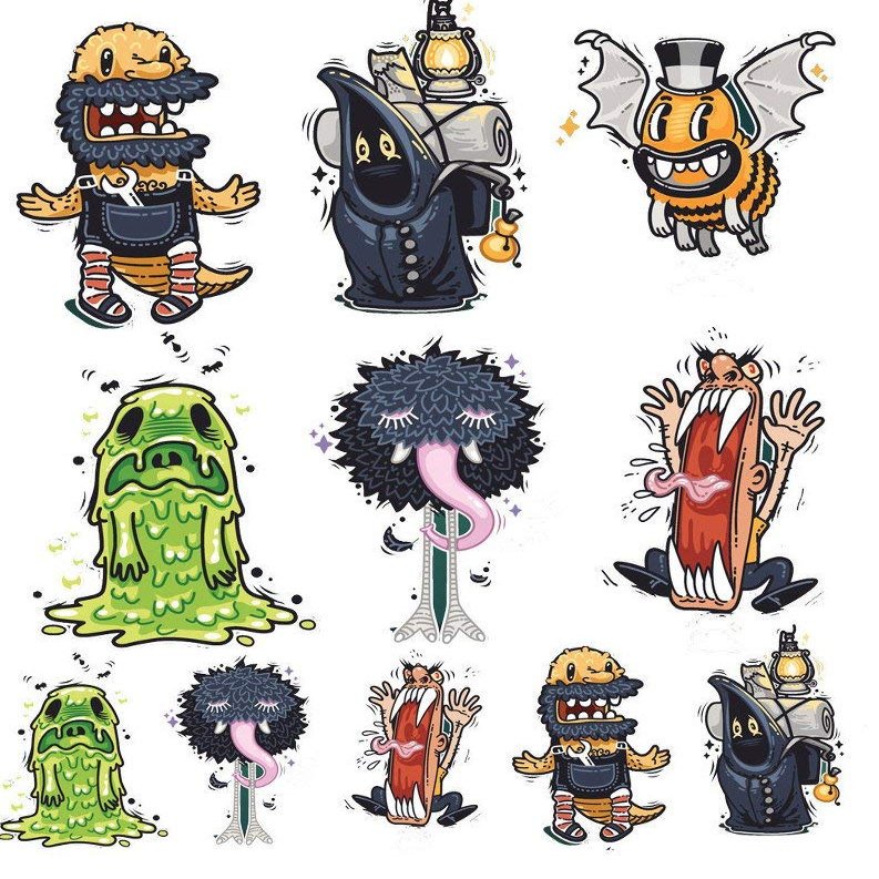 Halloween Ghoulies - 226292141 - Ceramic Decal - Enamel Decal - Glass Decal - Waterslide Decal - 3 Different Size Sheet (Images) to Choose from. Choose Either Ceramic (Enamel) or Glass Fusing Decals