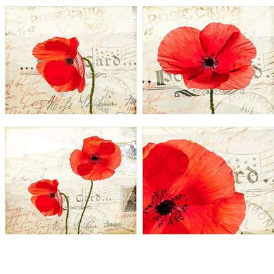 Poppy Squares Small Size - 85137 - Ceramic Decal - Enamel Decal - Glass Decal - Waterslide Decal - 3 Different Size Sheet (images) to Choose from. Choose either Ceramic (Enamel) or Glass Fusing Decals