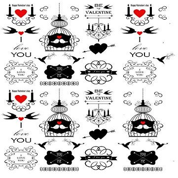 Valentine Bits - 15253 - Ceramic Decal - Enamel Decal - Glass Decal - Waterslide Decal - 3 Different Size Sheet (Images) to Choose from. Choose Either Ceramic (Enamel) or Glass Fusing Decals
