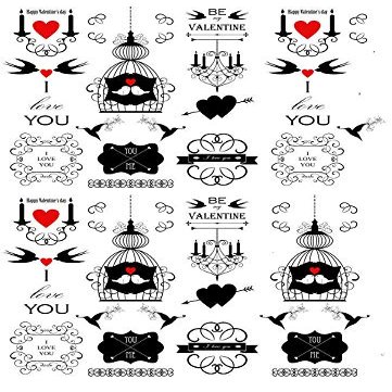 Valentine Bits - 15253 - Ceramic Decal - Enamel Decal - Glass Decal - Waterslide Decal - 3 Different Size Sheet (Images) to Choose from. Choose Either Ceramic (Enamel) or Glass Fusing Decals