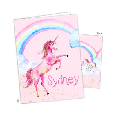 Rainbow Unicorn Pocket Folder Gift Name Back to School Supplies Teacher Office Birthday Girl Boy Adult Kids Custom Personalized Custom