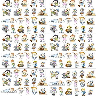 Cartoon Kids - 369854 - Ceramic Decal - Enamel Decal - Glass Decal - Waterslide Decal - 3 Different Size Sheet (Images) to Choose from. Choose Either Ceramic (Enamel) or Glass Fusing Decals