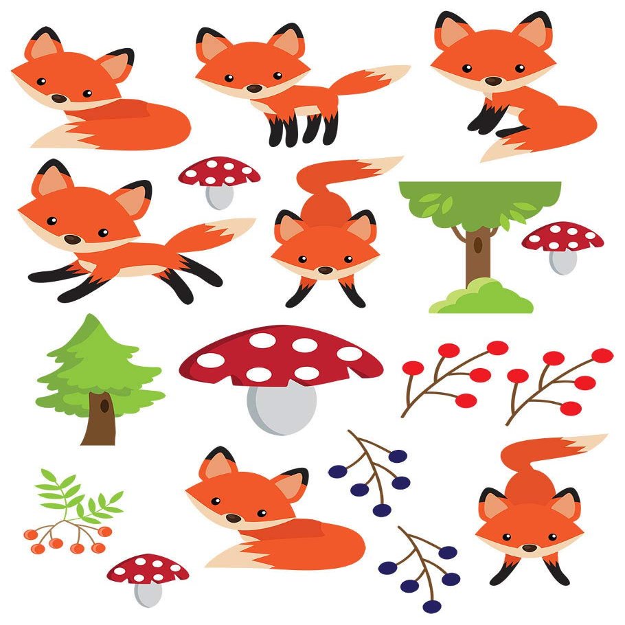 Baby Foxes in the Forest - 69445 - Ceramic Decal - Enamel Decal - Glass Decal - Waterslide Decal - 3 Different Size Sheet (images) to Choose from. Choose either Ceramic (Enamel) or Glass Fusing Decals