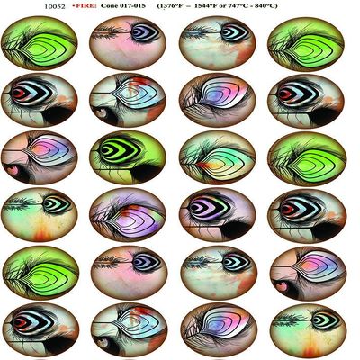 Circle of Feathers - 10052 - Ceramic Decal - Enamel Decal - Glass Decal - Waterslide Decal - 3 Different Size Sheet (Images) to Choose from. Choose Either Ceramic (Enamel) or Glass Fusing Decals