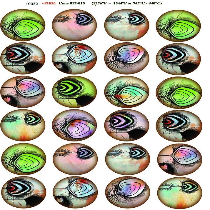 Circle of Feathers - 10052 - Ceramic Decal - Enamel Decal - Glass Decal - Waterslide Decal - 3 Different Size Sheet (Images) to Choose from. Choose Either Ceramic (Enamel) or Glass Fusing Decals
