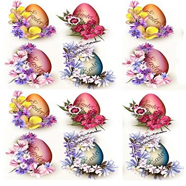 Floral Easter Eggs - 80737 - Ceramic Decal - Enamel Decal - Glass Decal - Waterslide Decal - 3 Different Size Sheet (Images) to Choose from. Choose Either Ceramic (Enamel) or Glass Fusing Decals
