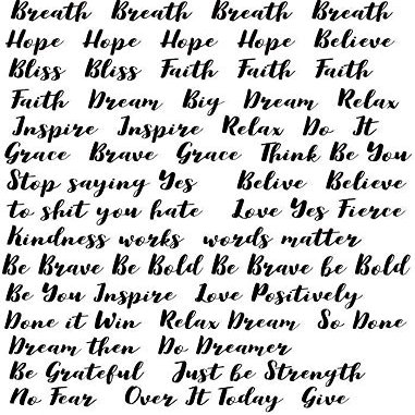Words, Words, Words 2-488921 - Ceramic Decal - Enamel Decal - Glass Decal - Waterslide Decal - 3 Different Size Sheet (Images) to Choose from. Choose Either Ceramic (Enamel) or Glass Fusing Decals