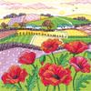Heritage Counted Cross Stitch kit Aida Poppy Landscape, KCPL1475-A, 20,5x20,5cm, DIY view 1