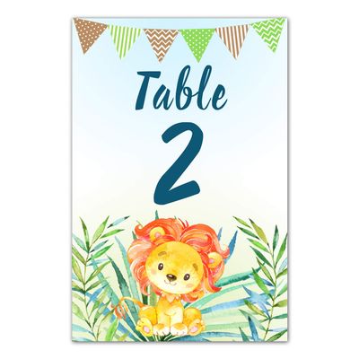 12 Table Number Cards Lion Cub Watercolor - Tables 1 to 12-4x6 inches