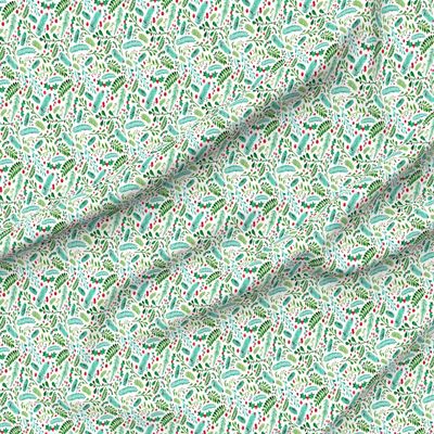 Spoonflower Fabric - Christmas Florals Floral Holly Leaves Berries Tree Watercolor Printed on Minky Fabric by The Yard - Sewing Baby Blankets Quilt Backing Plush