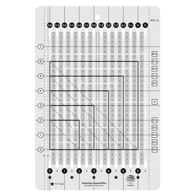Creative Grids Stripology Mini Slotted Quilting Ruler CGRGE3 Made in USA, 8-1/2in x 12-1/2in, Non-Slip Grip Acrylic Fabric Strip Cutting, Sewing, Crafting, Patchwork Ruler & Template
