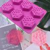 Sakolla 2 Pack Honeycomb Silicone Soap Molds, 6 Cavity Hexagon Bee Silicone Molds for Soap, Lotion Bars, Wax Melts, Beeswax (Purple) view 3