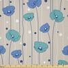 Lunarable Cream Fabric by The Yard, Poppy Flower Arrangement with Abstract Dots Nature Inspired Floral Artwork, Microfiber Fabric for Arts and Crafts Textiles & Decor, 5 Yards, Blue Turquoise Tan view 1