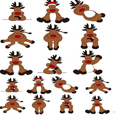 Looney Cute Reindeer - 28823 - Ceramic Decal - Enamel Decal - Glass Decal - Waterslide Decal - 3 Different Size Sheet (Images) to Choose from. Choose Either Ceramic (Enamel) or Glass Fusing Decals