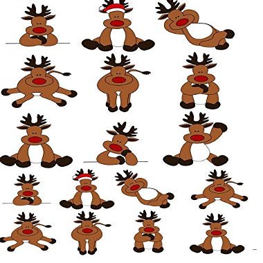 Looney Cute Reindeer - 28823 - Ceramic Decal - Enamel Decal - Glass Decal - Waterslide Decal - 3 Different Size Sheet (Images) to Choose from. Choose Either Ceramic (Enamel) or Glass Fusing Decals