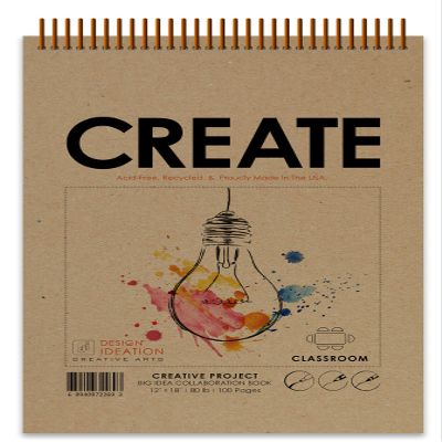 Design Ideation CLASSROOM: Multi-Media Paper Collaboration Book for Pencil, Ink, Marker, Crayon and Charcoal. Great for classroom collaboration on creative projects. (BIG 12" x 18" (100 Pages))