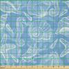 Lunarable Underwater Fabric by The Yard, Doodle Style Aquatic Pattern Shellfishes and Seahorse Retro Animal Design Marine, Microfiber Fabric for Arts and Crafts Textiles & Decor, 5 Yards, Blue White view 2