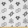 Lunarable Science Fabric by The Yard, Group of Monochrome Chemicaltom Molecule DNand Poison Pattern, Microfiber Fabric for Arts and Crafts Textiles & Decor, 1 Yard, Black White view 1