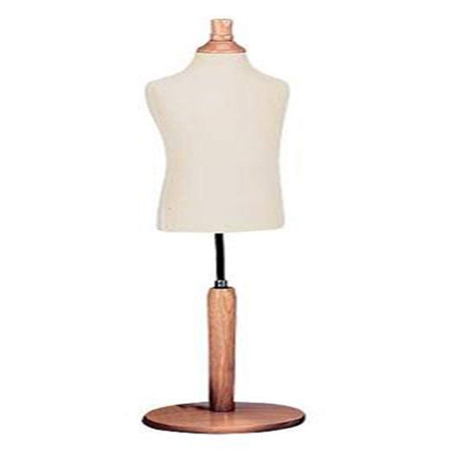 SSWBasics Child Mannequin Clothing Form - Includes Base, Form, and Finial - Off-White Pinnable Jersey Kids Mannequin with Adjustable Base, Children's Dressmaker Torso Dress Mannequin for Clothing Form