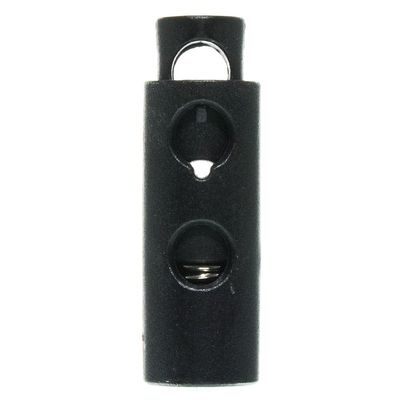 Paracord Planet Dual Barrel Spring Cord Lock - Plastic Black Cord Stoppers for 1/8" Paracord - 50 Pack