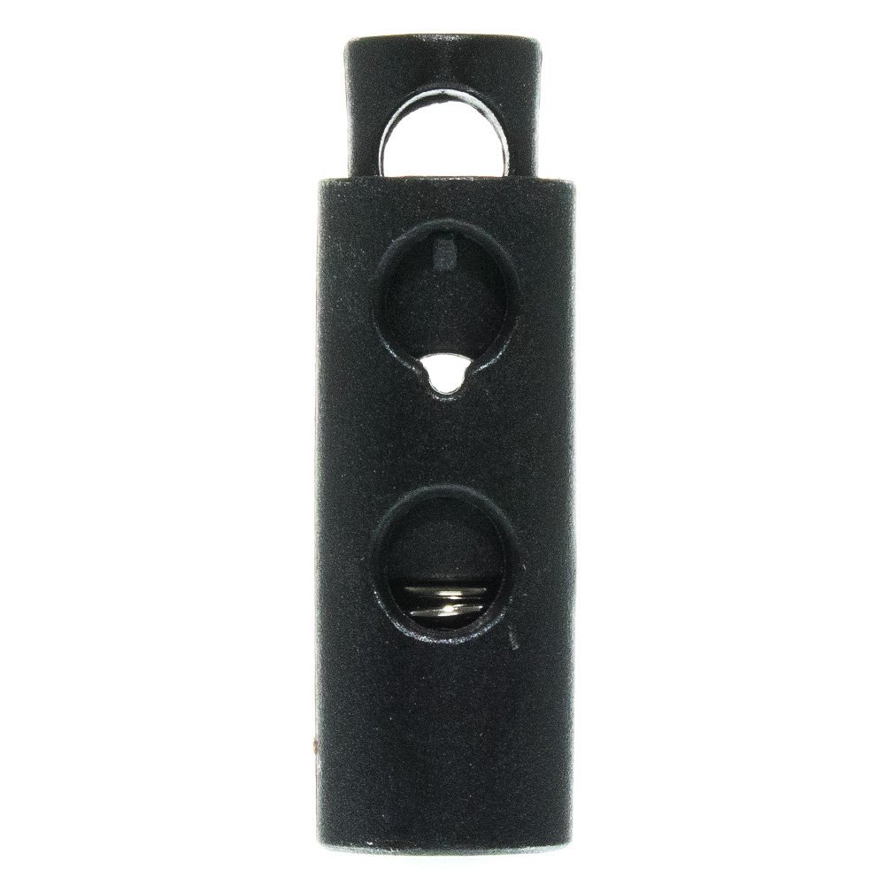 Paracord Planet Dual Barrel Spring Cord Lock - Plastic Black Cord Stoppers for 1/8" Paracord - 50 Pack